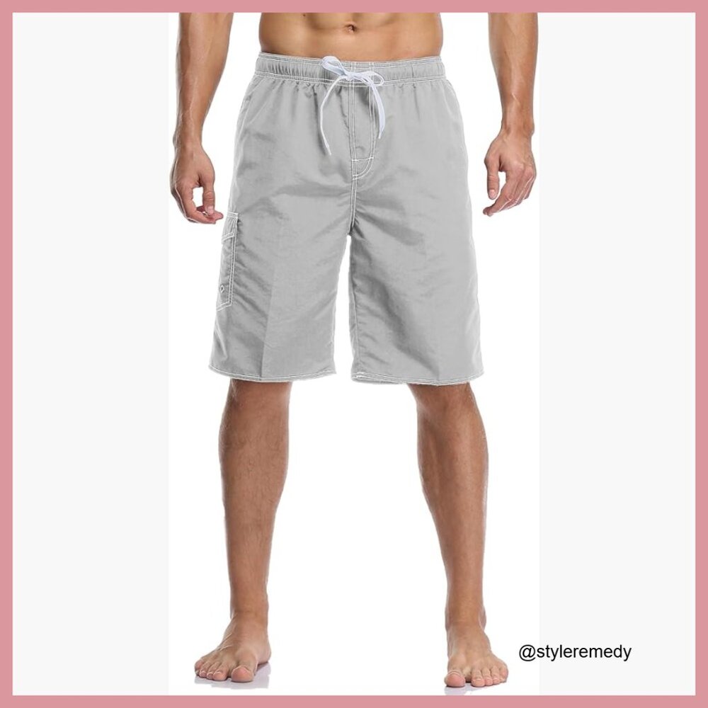 Quick Dry Polyester Swim Trunks Board Shorts With… - image 1